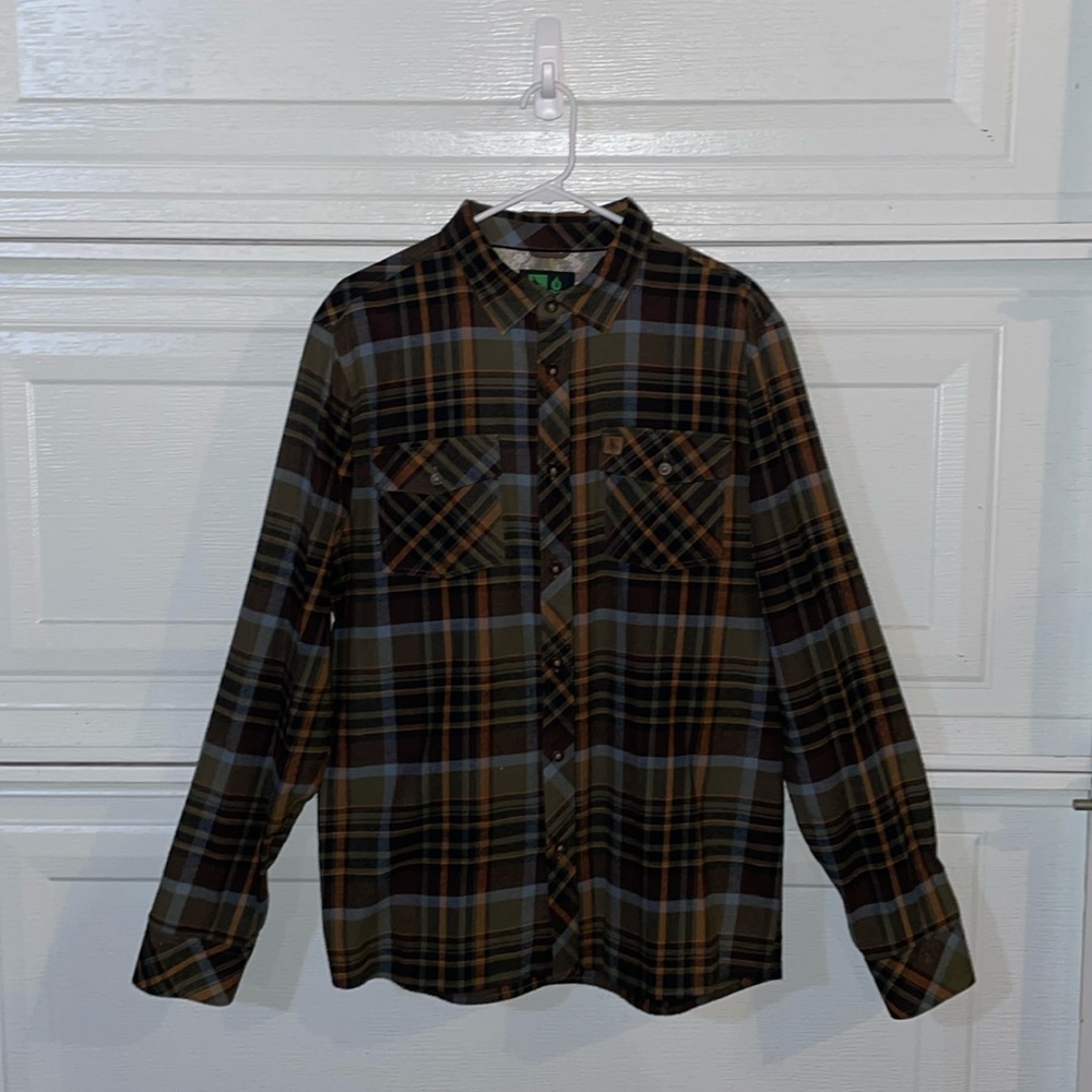 Hippytree Flannel - L - Brown/Green - New